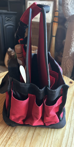 USED RED TOOL BAG W/TOOLS BUNDLE